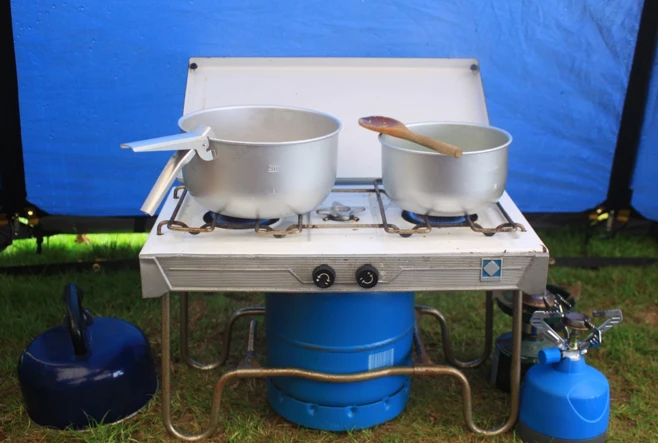 Cooking in a tent