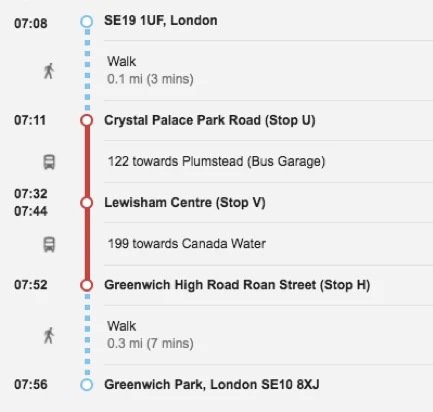 Crystal Palace Caravan and Motorhome Club Site to London Marathon Start line